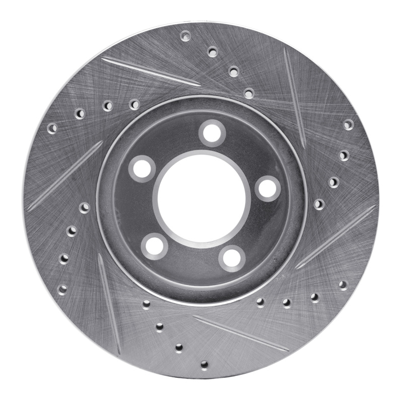 Ford Taurus Brake Rotor (1) - Front Left - R1 Concepts - Drilled & Slotted - Silver - `91-`00